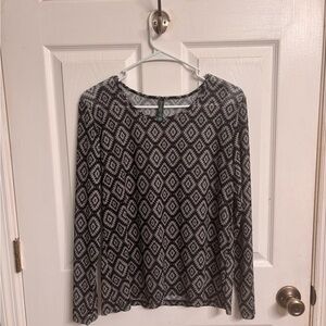 Western Patterned Black and Gray shear Women's Top.